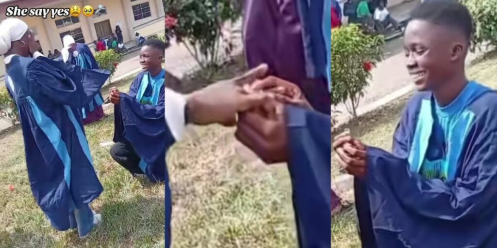 100L Student proposes to girlfriend during matriculation ceremony