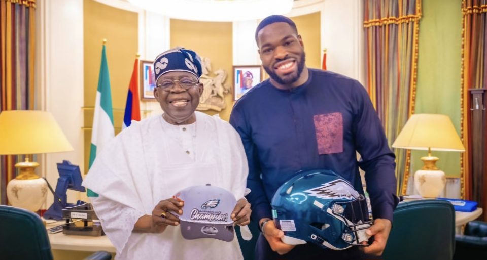 Tinubu hosts Super Bowl winner Ojomo