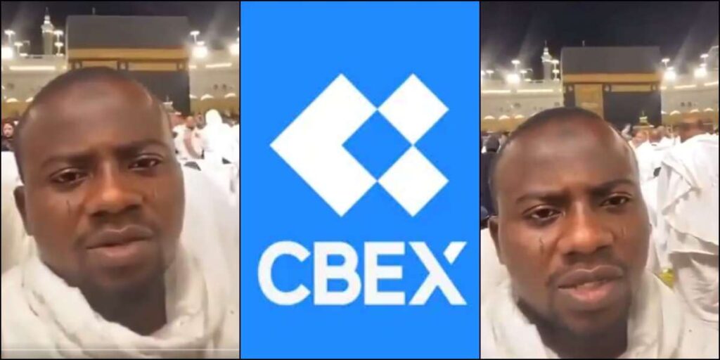video of man praying for CBEX not to crash in Mecca