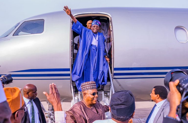 Tinubu returns after 2-week visit to France, UK