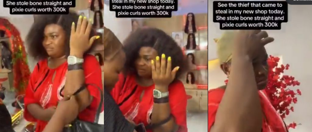 CCTV Captures Nigerian Woman Stealing ₦300K Worth of Wigs