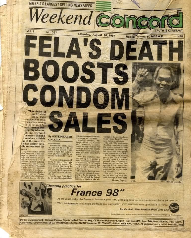 “Fela’s Death Boosts Condom Sales” – The AIDS Wake-Up Call Nigeria Couldn't Ignore