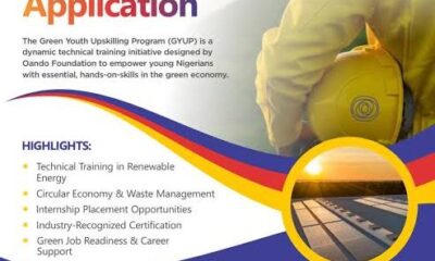 Call For Applications: Green Youth Upskilling Program (GYUP) by Oando Foundation